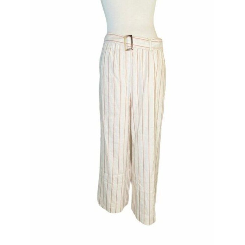 J. jill Linen Stretch Wide Leg Pants Culottes in Barleymult Color Linen Sz M NWT - Picture 15 of 16